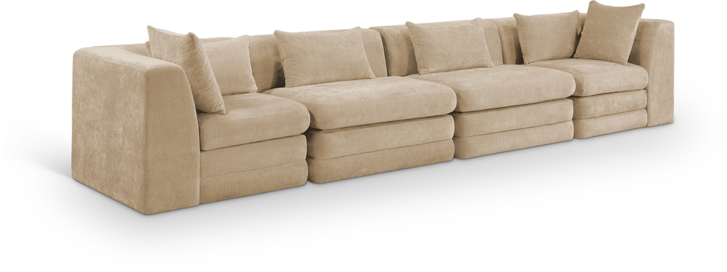 152" Chenille Ellerstay Modular 4 piece Sofa in Olive Green - Whatadeal Furniture