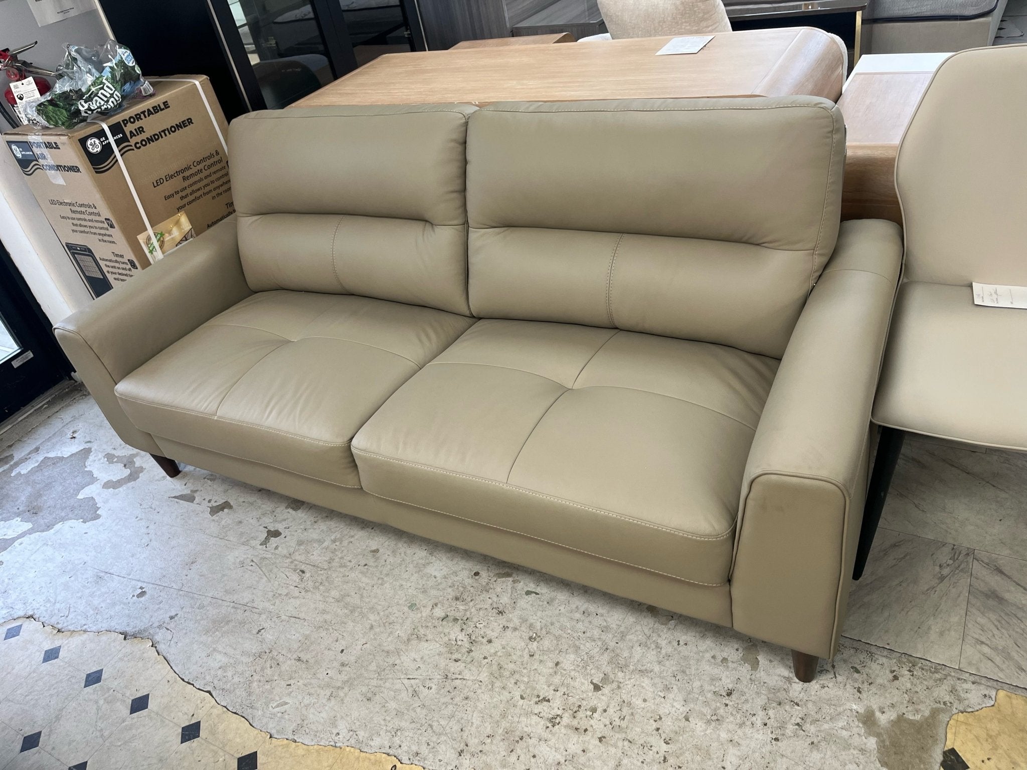 75" Abbot Taupe Leather Sofa - Whatadeal Furniture