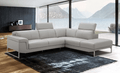 Athena's Genuine Leather Light grey Right facing chaise sectional - Whatadeal Furniture