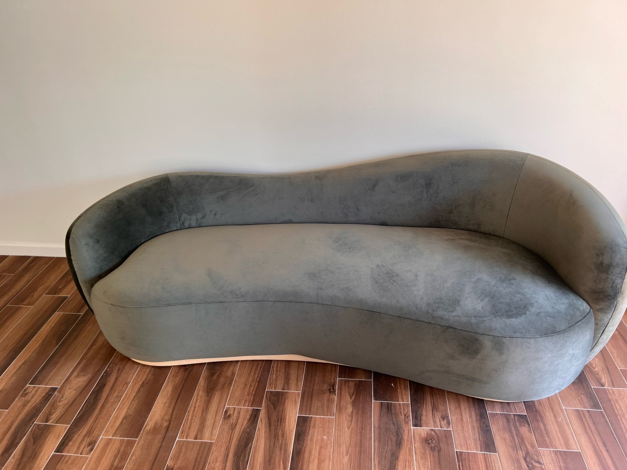 Augusta 92.5" Curved Performance velvet Sofa available in many colors - Whatadeal Furniture