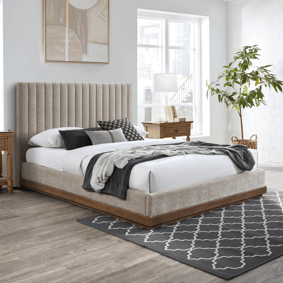 Emmet Smith Chenille Upholstered Bed - Whatadeal Furniture