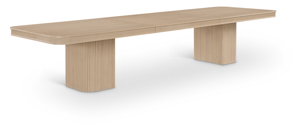 Flutes 112" - 160" Extendable Wood/Oak Veneer Dining Table - Whatadeal Furniture