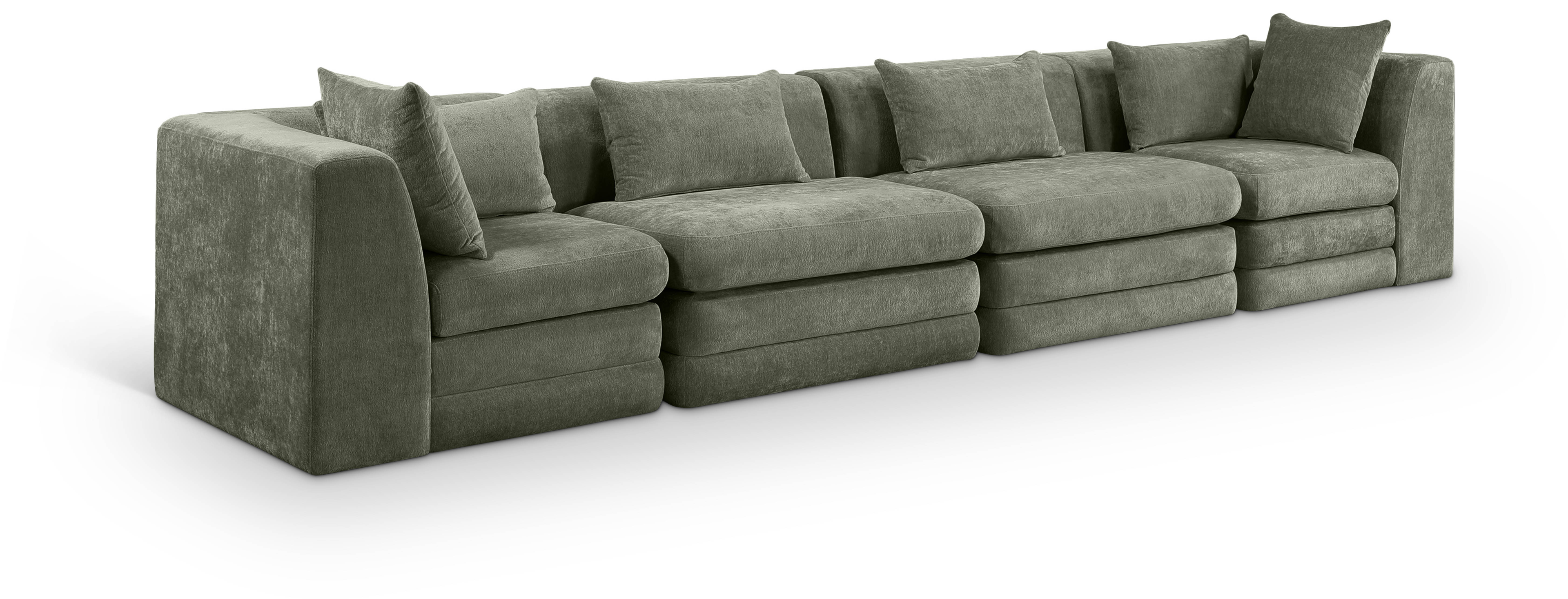 152" Chenille Ellerstay Modular 4 piece Sofa in Olive Green