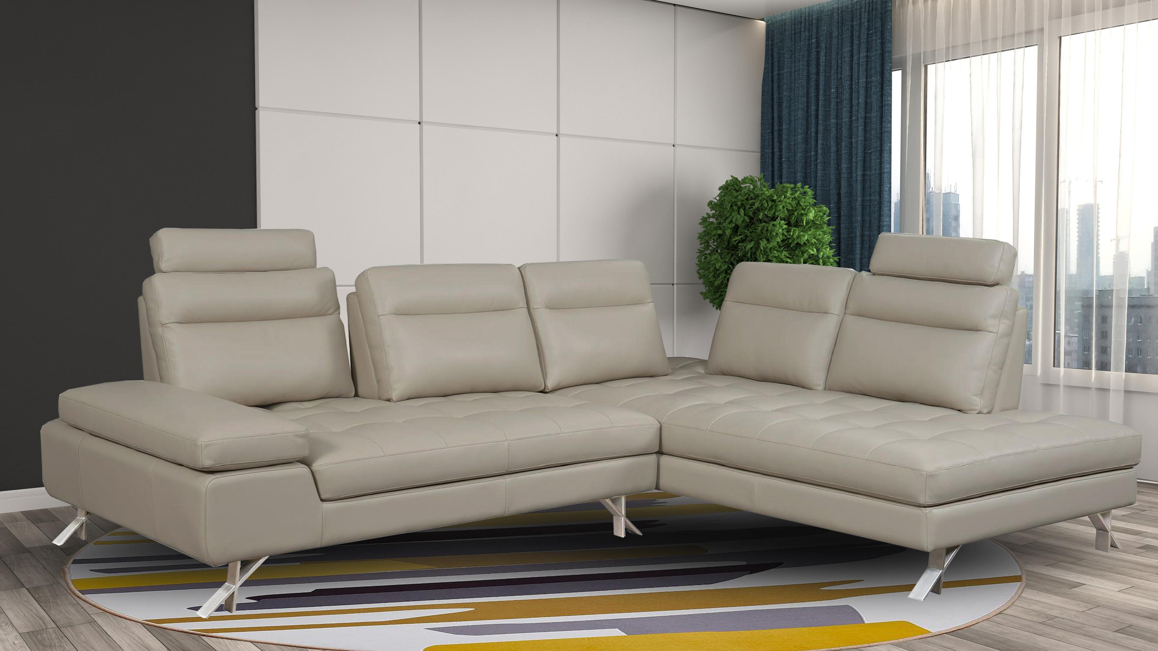 Abington Beige Full Top Grain Leather Sectional