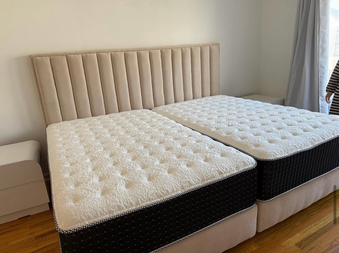 Channeled 96" Upholstered Headboard Platform Bed