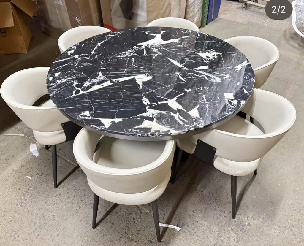 Bella 53" Round Black Marble Dining Table