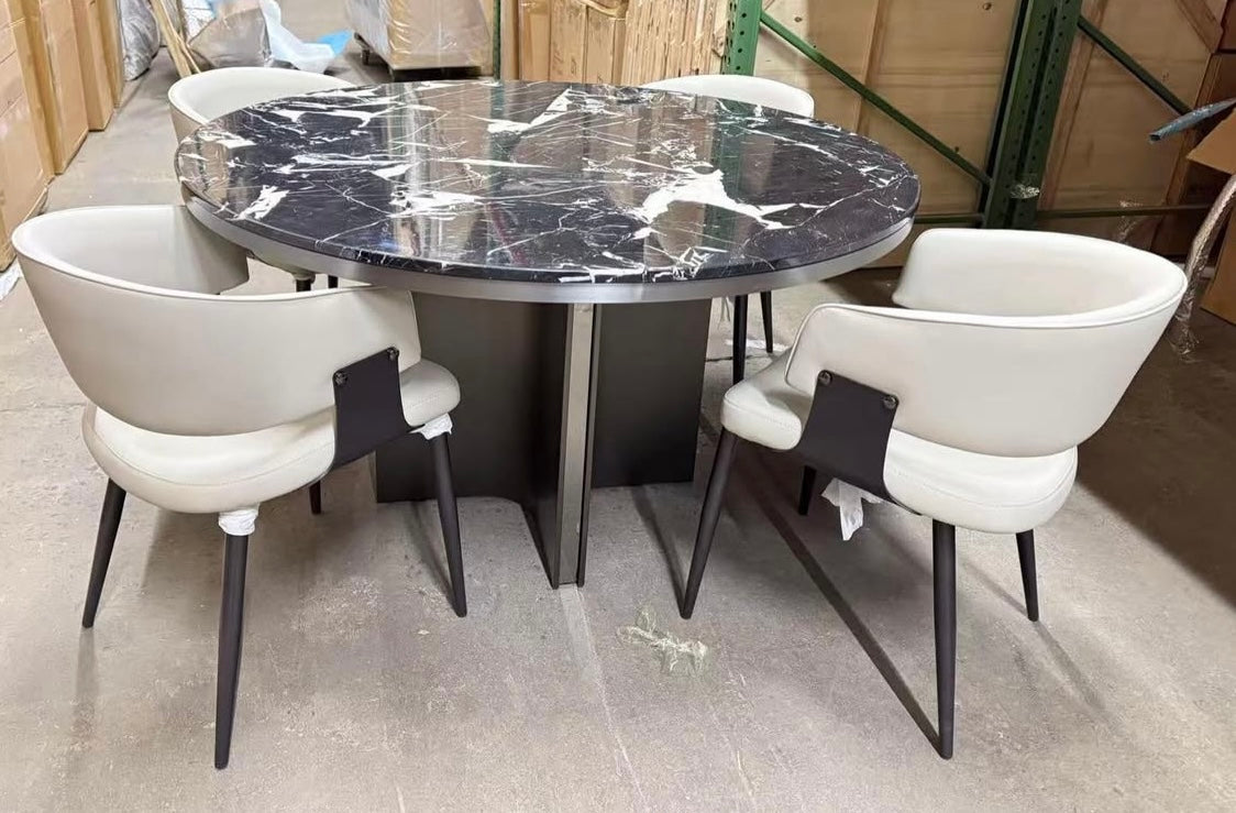Bella 53" Round Black Marble Dining Table