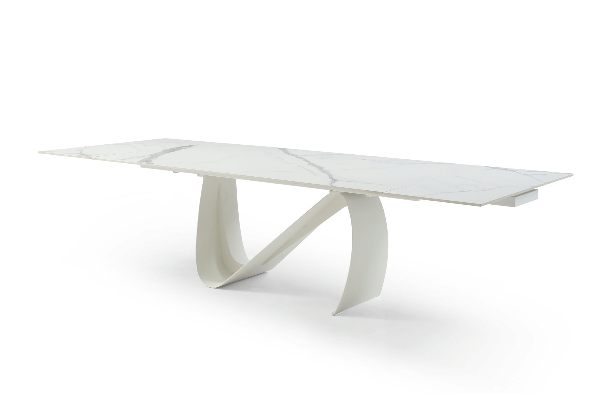 Elegant Extended Ceramic Top White Dining Table
