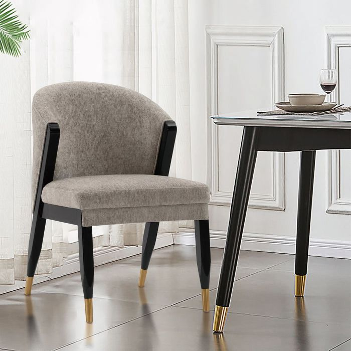 Olas Wood Chenille Dining Chair