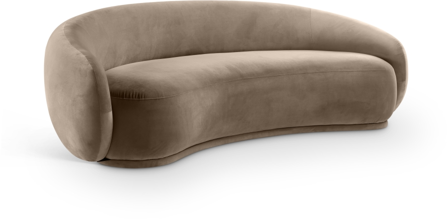 Ezery 95" Curved Velvet Sofa in Taupe