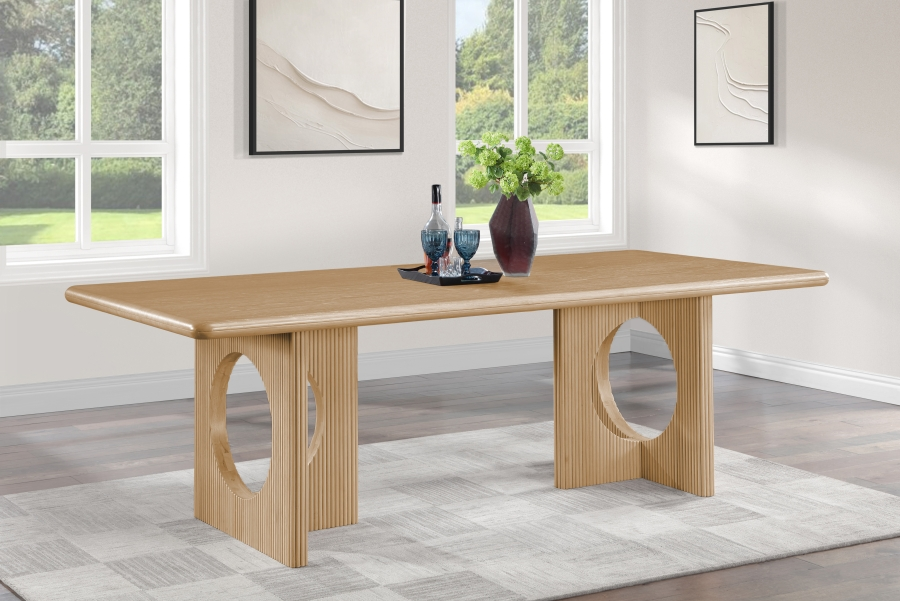 Reva Oak Veneer Dining Table with Fluted Base