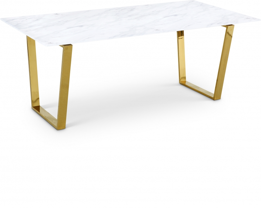 Diaz 78" Marble Veneer Top Dining Table