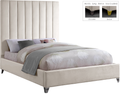 Vias Full Size Cream velvet upholstered bed