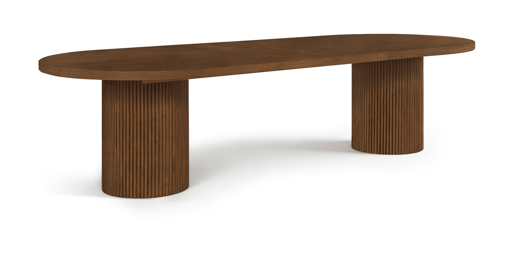 Linda 90" - 123" Engineered Wood Dining Table with Fluted Bases - Whatadeal Furniture