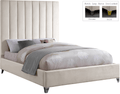 Vias Full Size Cream velvet upholstered bed - Whatadeal Furniture